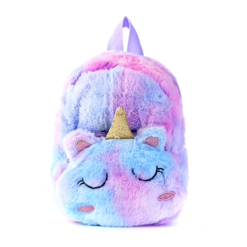 Unicorn独角兽毛绒小书包少女休闲背包双肩包可爱卡通幼儿 收纳包 pic 4