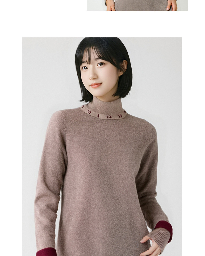 半高领做旧针织毛衣运动连衣裙高街宽松外搭针织衫详情8