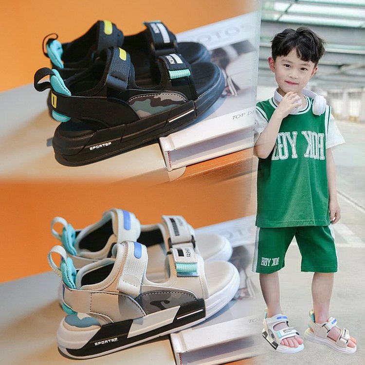 儿童运动凉鞋2024夏季新款男童防滑包头沙滩鞋迷彩软底女童休闲鞋详情2