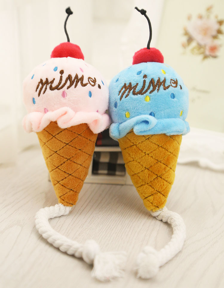 Pet toys: two-color ice cream sound-making toys, pink and blue pet dog toys, cat toys pic 6