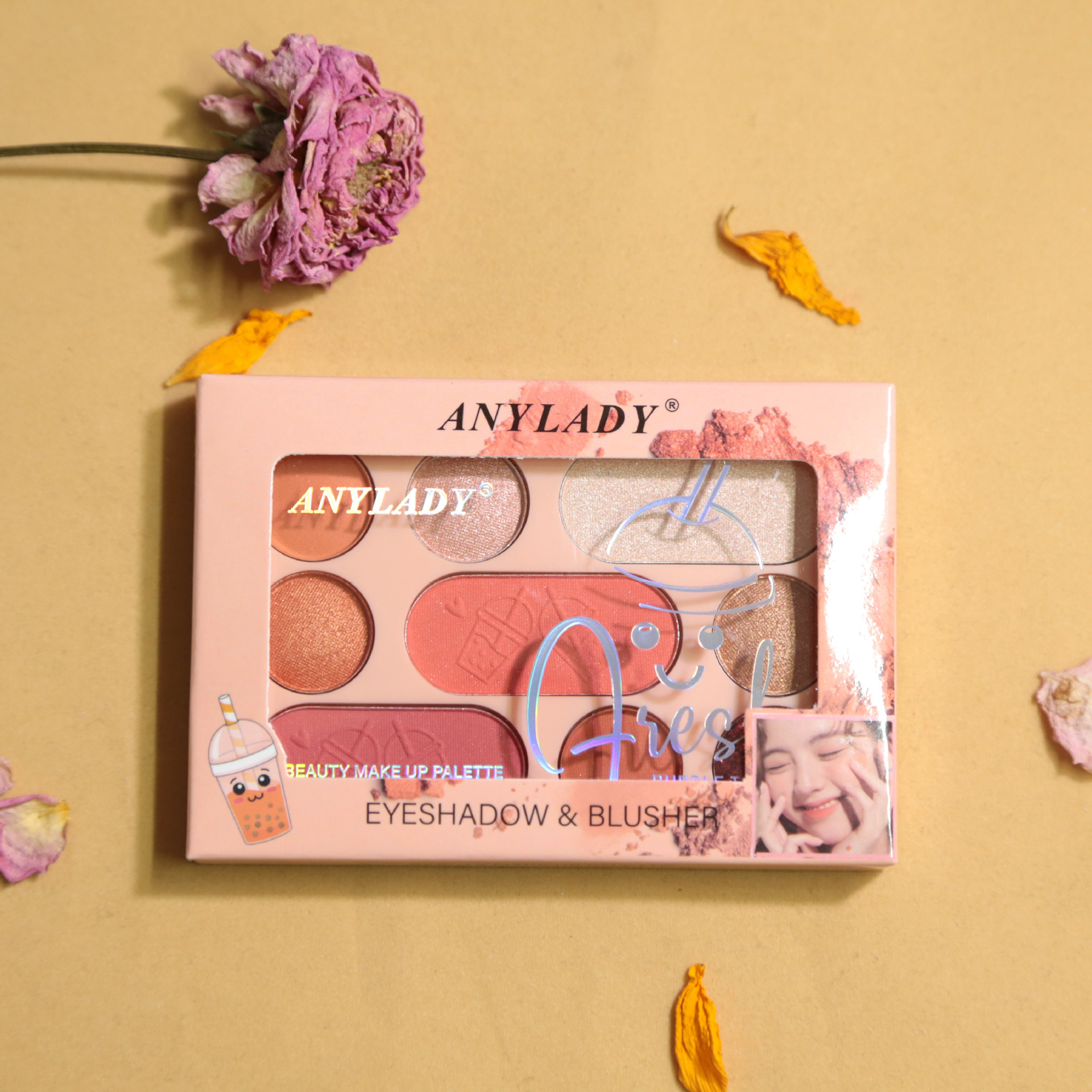 ANYLADY工厂批发化妆品腮红哑光眼影一体便携套装脸部化妆品详情1