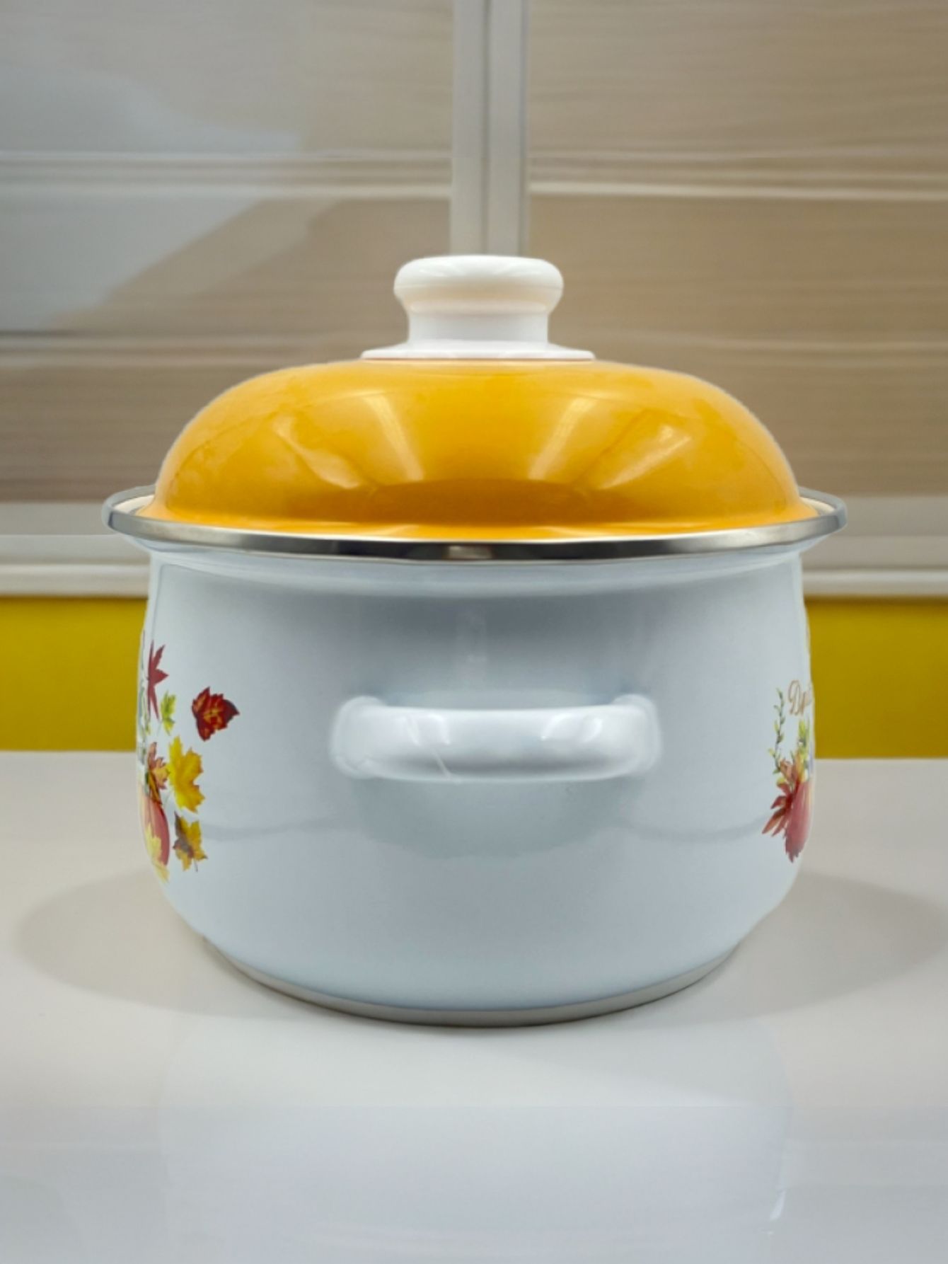 Enamel stew pot, soup pot with lid, thickened preservation three-piece set wholesale. Russian flower can be used over open flame 16-18-20 pic 5