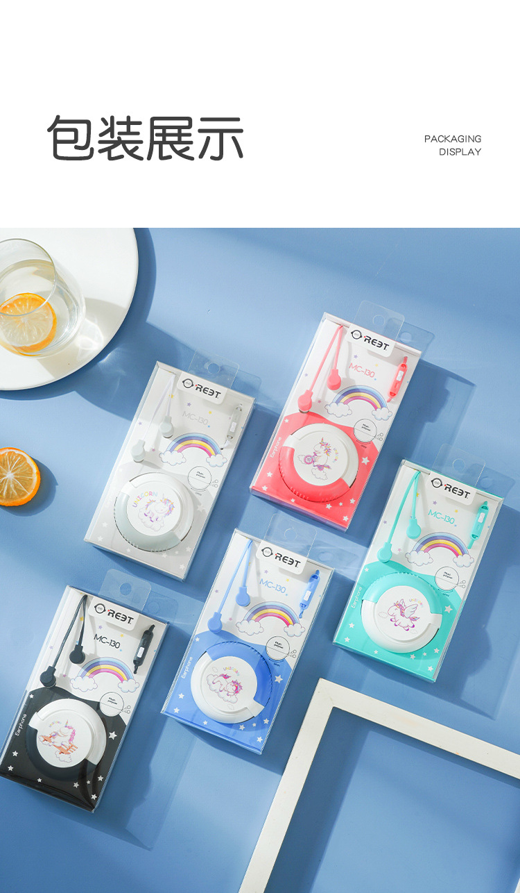 The cute student cartoon in-ear wired headphones with a high level of appearance and a storage case support KTV call answering buttons pic 20