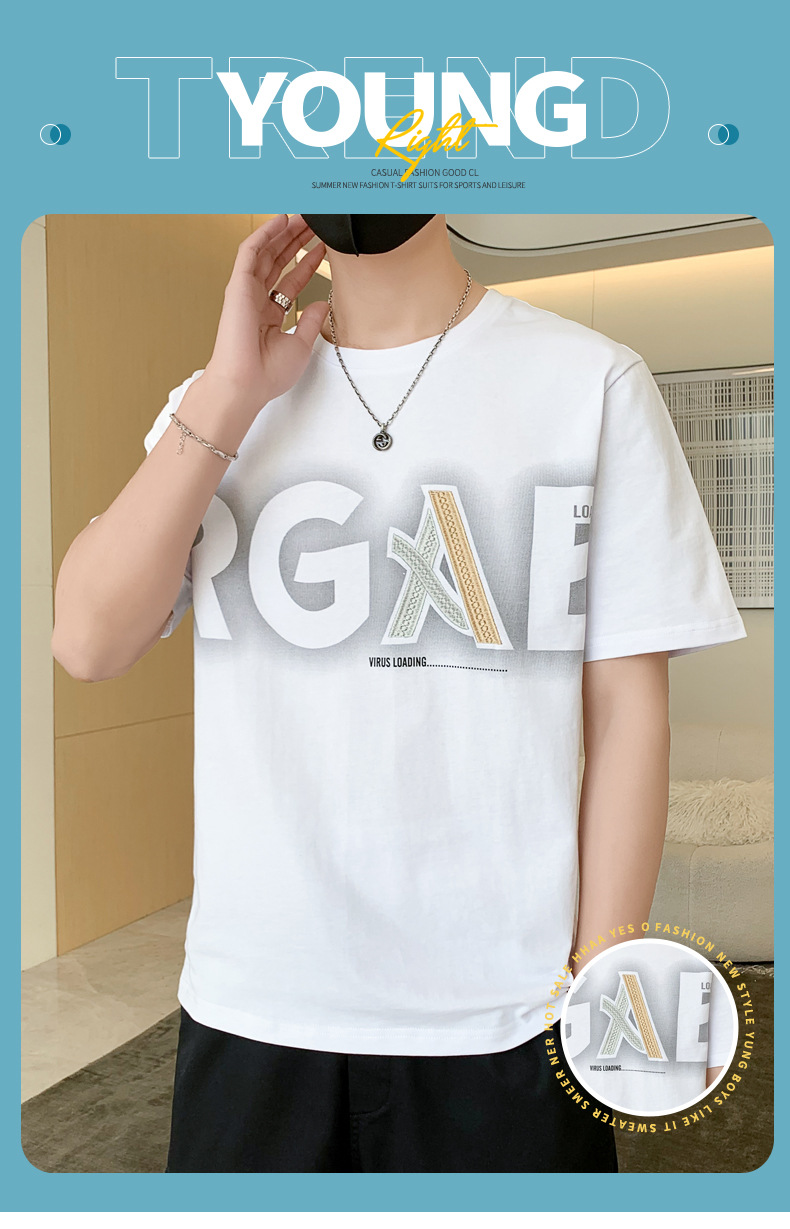 Summer five-sleeved T-shirt for men and teenagers 2023 new style, a trendy brand of half-sleeved and short-sleeved pure cotton T-shirt for men pic 10