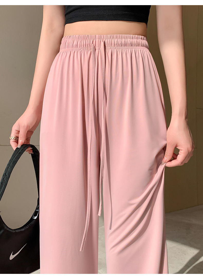 UPF50+夏季薄款冰丝运动裤女高腰宽松直筒休闲阔腿居家凉凉防晒裤详情17