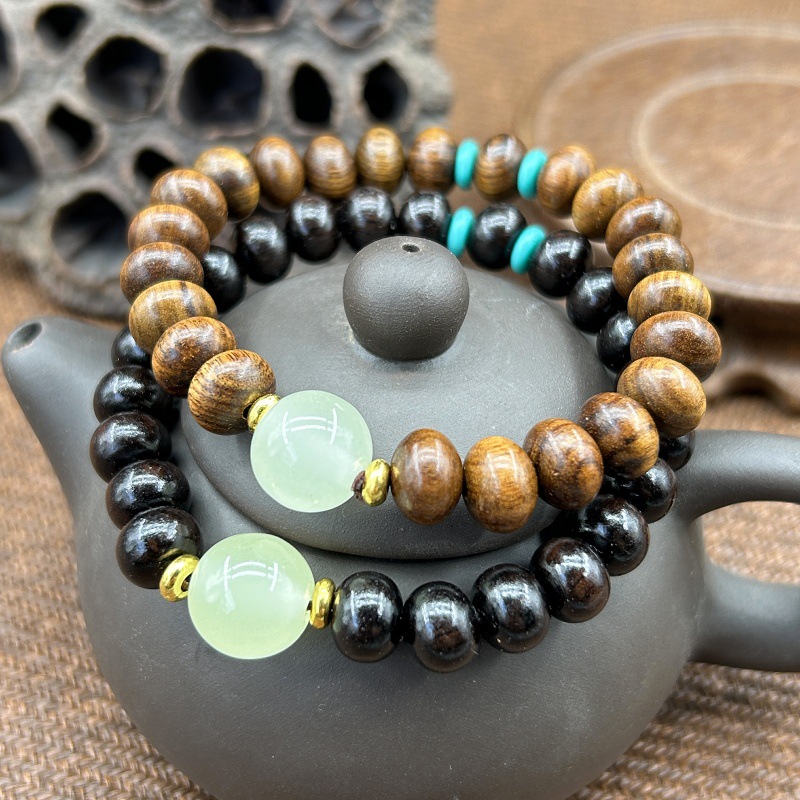 黑檀血檀木算盘珠夜光珠手串直播引流款檀香木文玩佛珠手串批发详情6