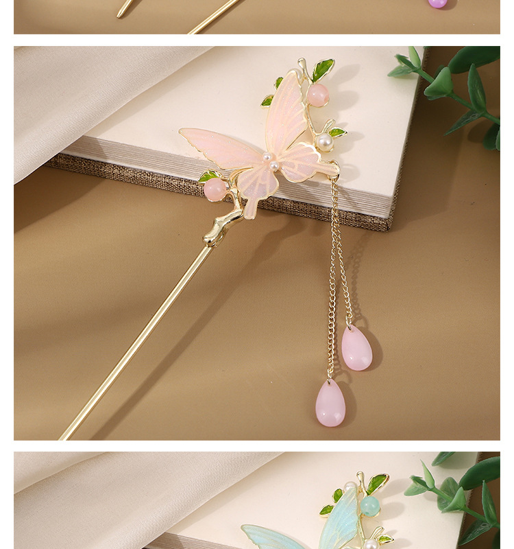 新中式古风蝴蝶发簪流苏步摇高级感簪子新款发钗汉服旗袍头饰品女详情7