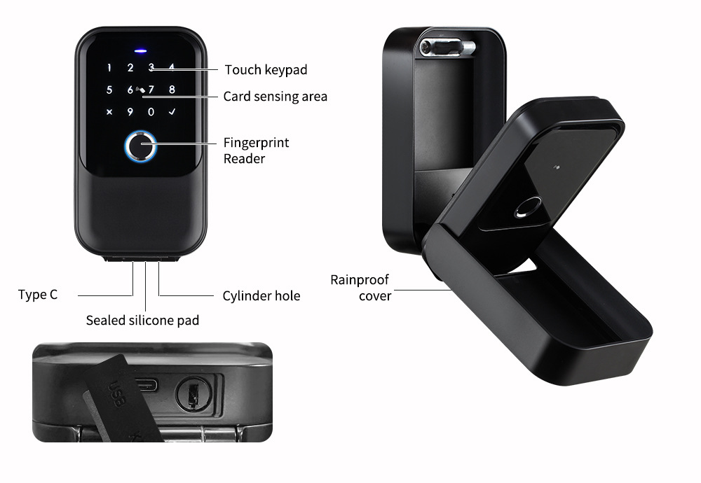 Tongtong Tuya APP Outdoor waterproof smart Key Box Fingerprint Password Card Swiping multi-functional Lock box pic 12