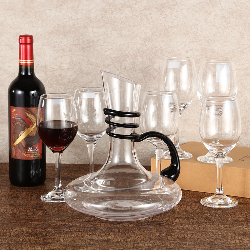 Factory direct sales of slanted wine-wound decanter set, made of glass with high transparency, wine glass decanter set pic 10