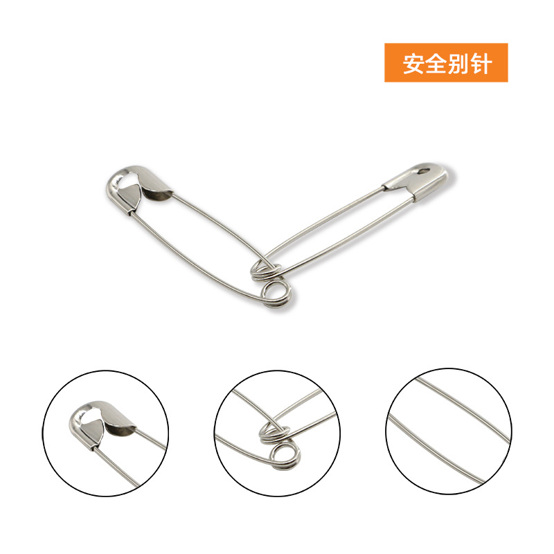 跨境新款300枚银色镀镍别针套装5种尺寸家用固定别扣厂家批发详情15