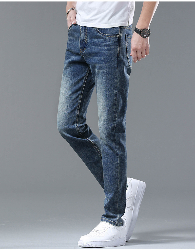 New spring and autumn men's jeans, men's slim-fit skinny pants, casual Korean-style loose stretch long pants for men pic 40