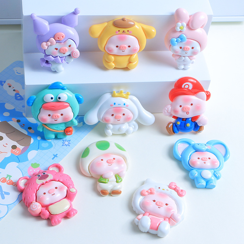 大卡猪猪变装diy奶油胶自制冰箱贴水杯贴饰品材料树脂配件详情2