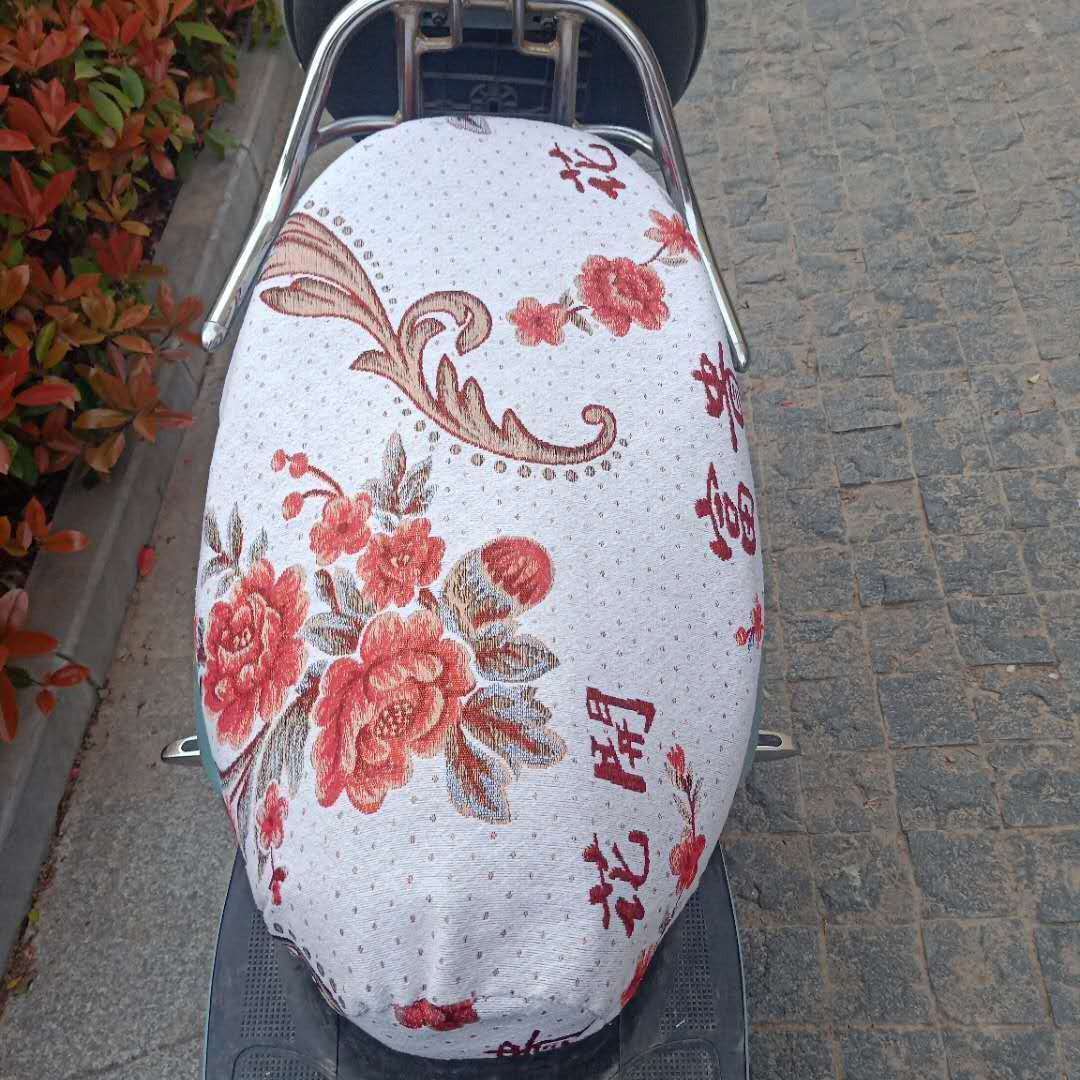 四季通用亚麻布踏板电动车座套防晒耐用电瓶车摩托车电车坐套包邮详情4