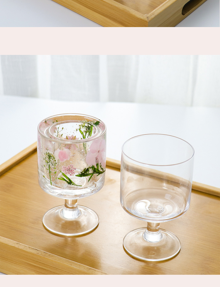 美沐儿 高脚玻璃杯烛台DIY香薰蜡烛玻璃空杯水晶果冻蜡干花杯详情16