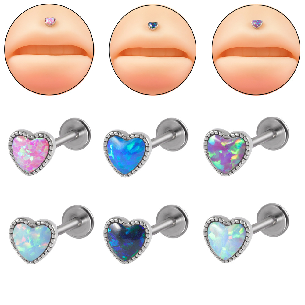 跨境澳宝唇钉 三角爪形锆石不锈钢内螺纹耳钉电镀多色内牙耳骨钉详情6