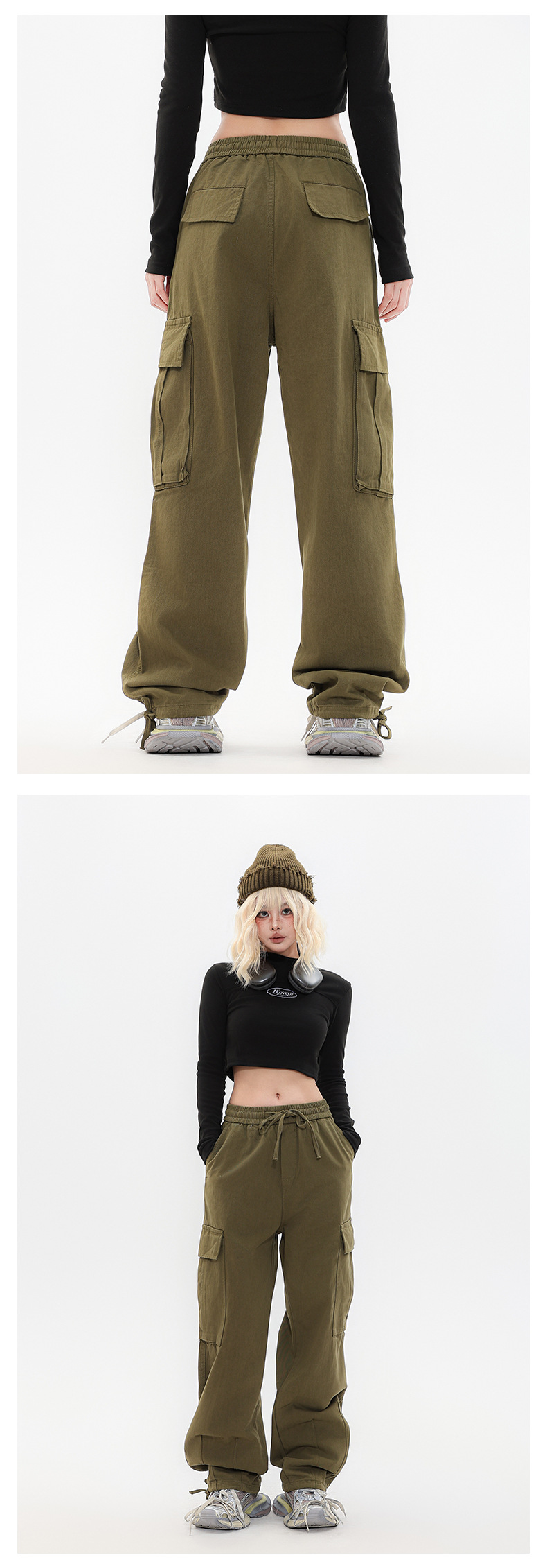 OREETA丨vintage直筒工装裤女可调节日系工装裤潮牌阔腿工装裤男详情10