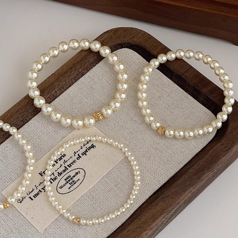 施家高光圆滑珍珠手链女弹力气质小众高级轻奢手饰串珠百搭新品详情4