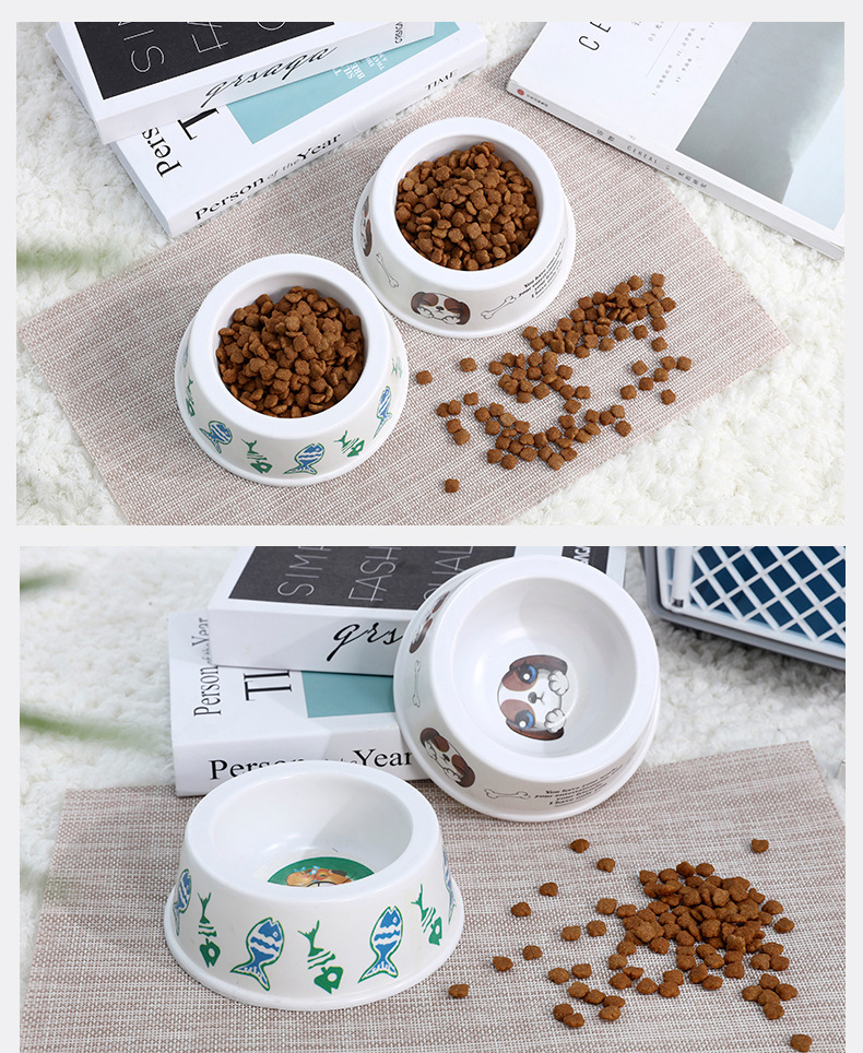 Factory wholesale pet dual-purpose food bowls, round plastic dog bowls, cat bowls, drinking bowls, thickened cartoon ones pic 6