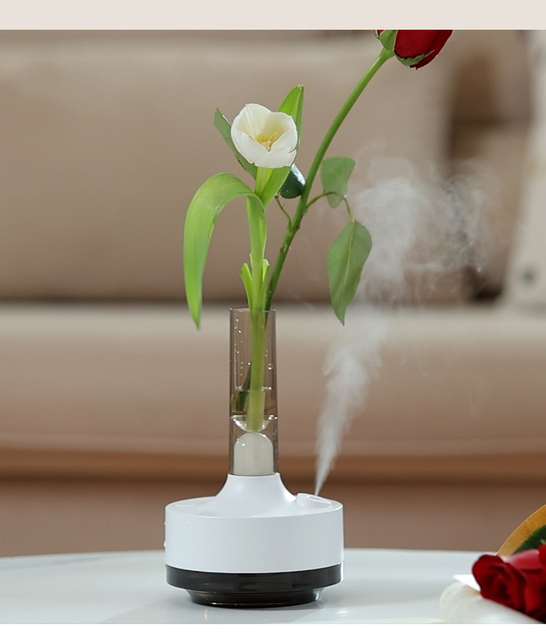 New spray essential oil aroma diffuser, seven-color LED ambient light, small bedroom and family vase, USB humidifier pic 14
