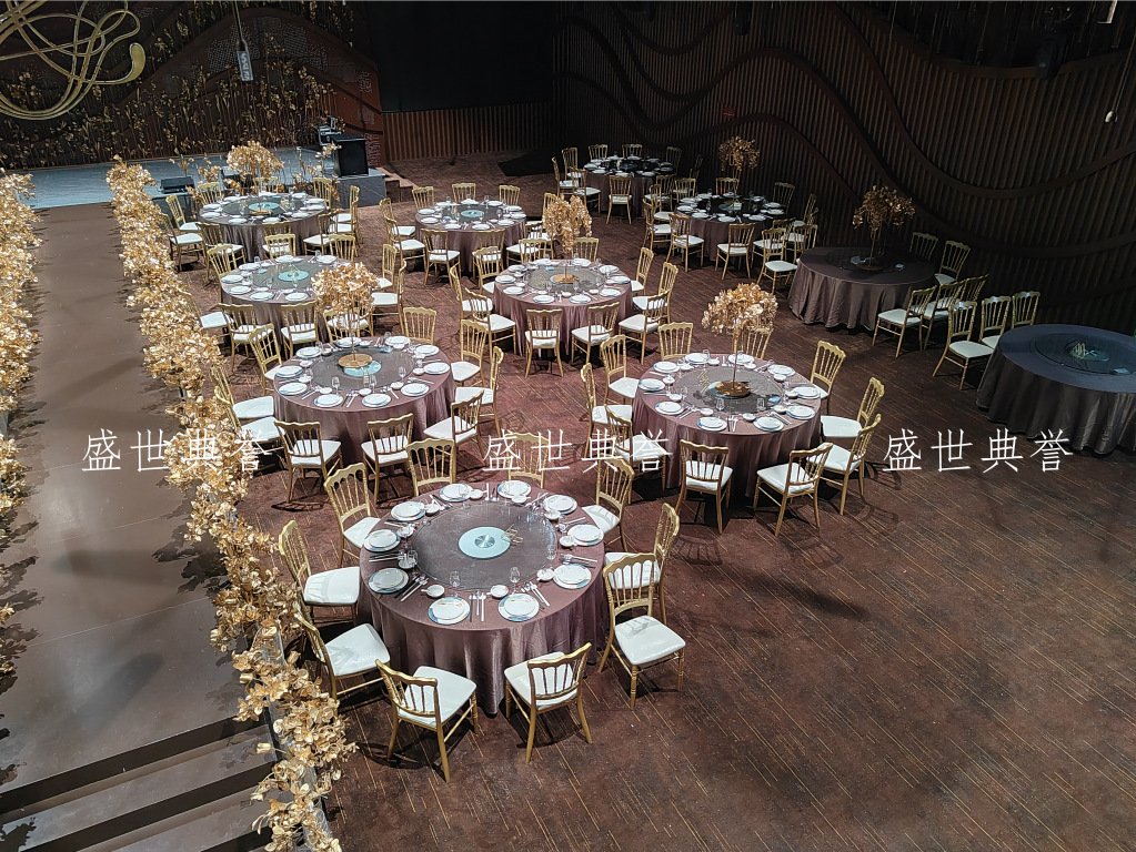 Hangzhou Banquet Center dining tables and chairs Hotel theme wedding bamboo joint chairs, European-style wedding castle chairs, wedding banquet folding chairs pic 21