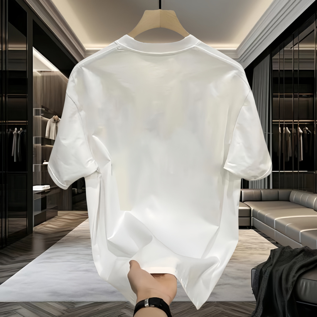 Camiseta de manga corta americana de algodón blanco hombre verano 2025 nueva marca de moda letras sueltas estampado top pic 9