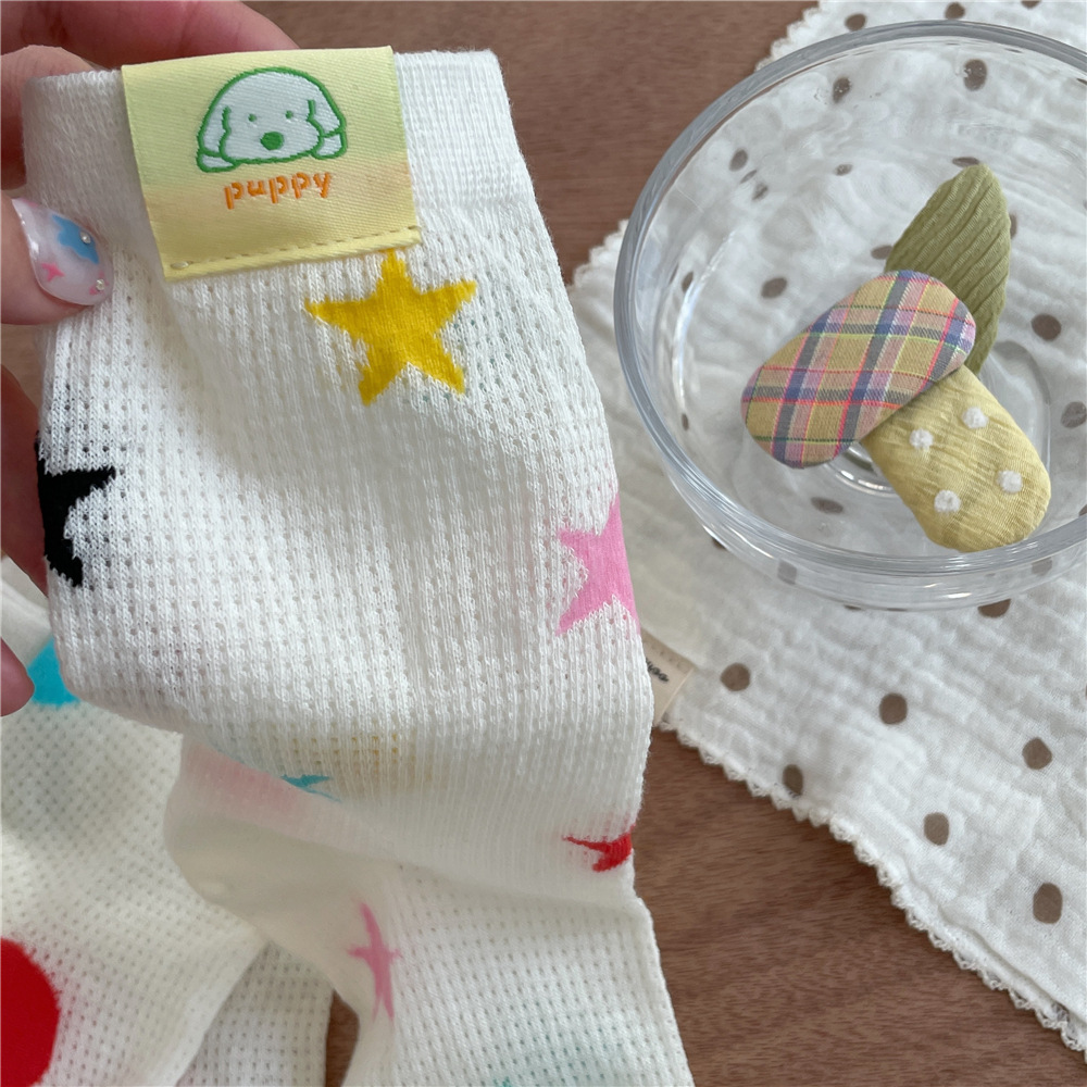 IOULOR薄款puppy狗彩色中筒袜夏季新品堆堆袜透气吸汗袜子批发女详情37