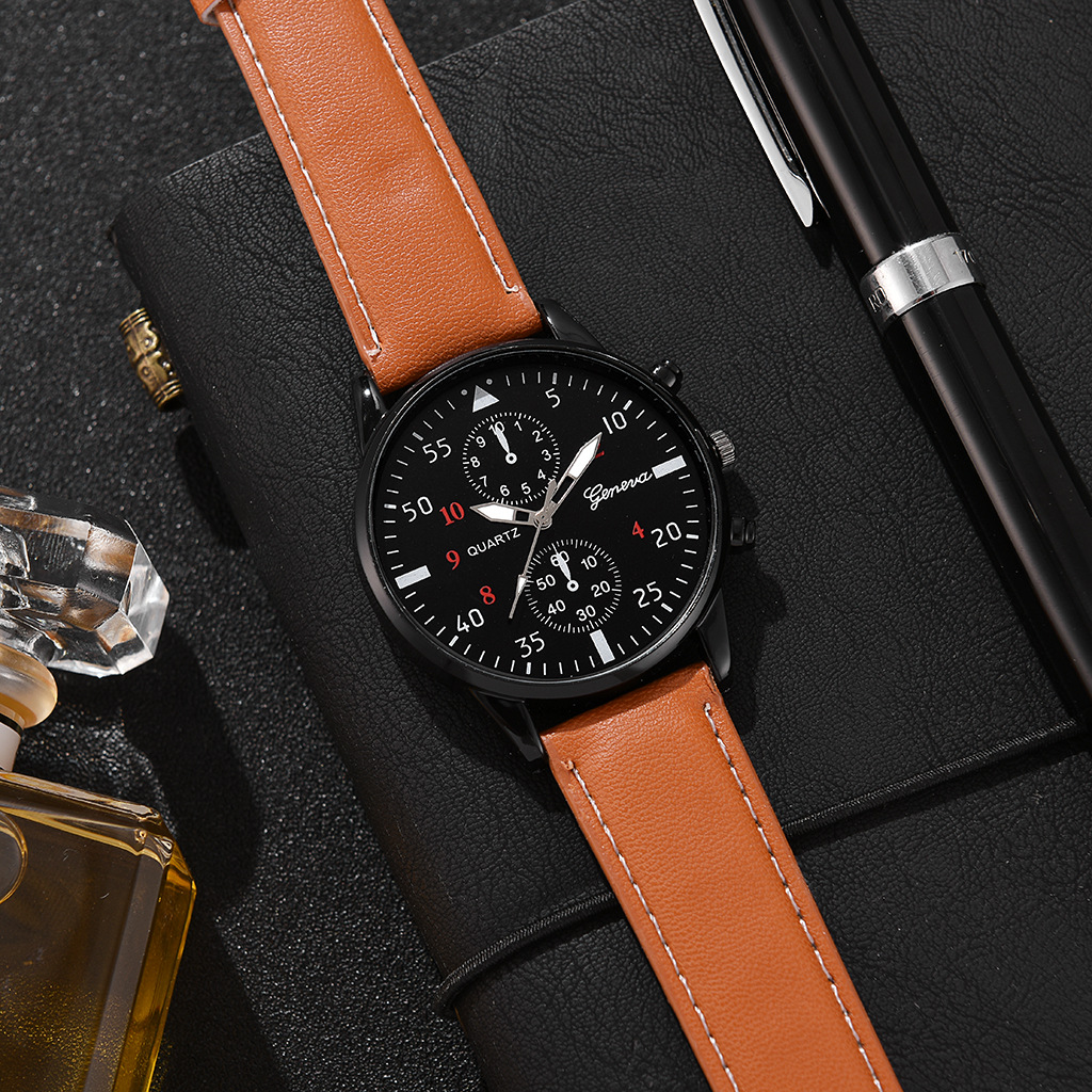 欧美跨境外贸热销男士百搭时尚手表套装商务两眼手表腕表支持定制详情11