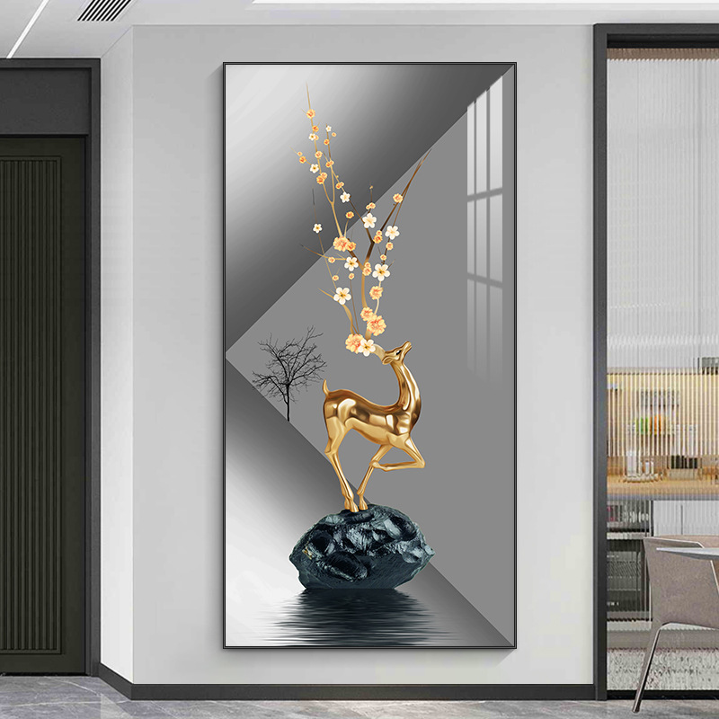 现代简约入户玄关装饰画走廊过道壁画竖版轻奢好寓意晶瓷镶钻挂画详情11