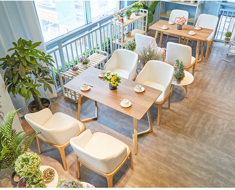 西餐厅轻奢铁艺餐椅甜品店奶茶店桌椅咖啡厅实木椅子卡座沙发桌椅详情9