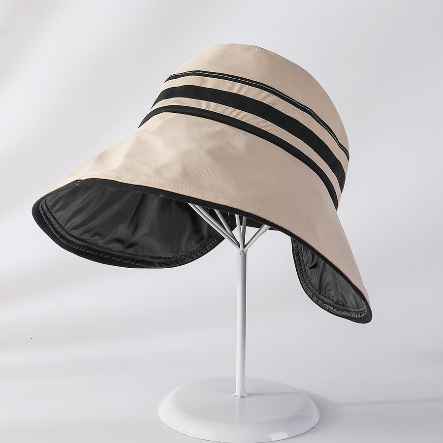 UV high-magnifying sun protection hollow top hat, new Korean version striped black rubber sun hat, spring and summer new simple hat, foldable pic 28
