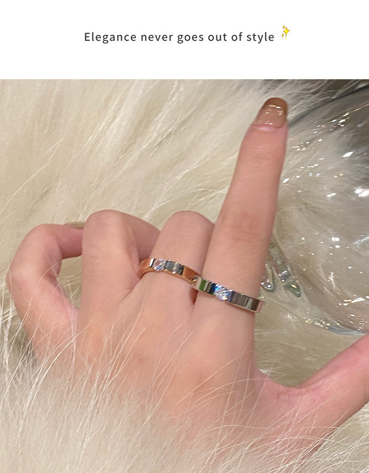 单钻锆石钛钢戒指女小众设计对戒素圈戒指女轻奢高级感尾戒食指环详情9