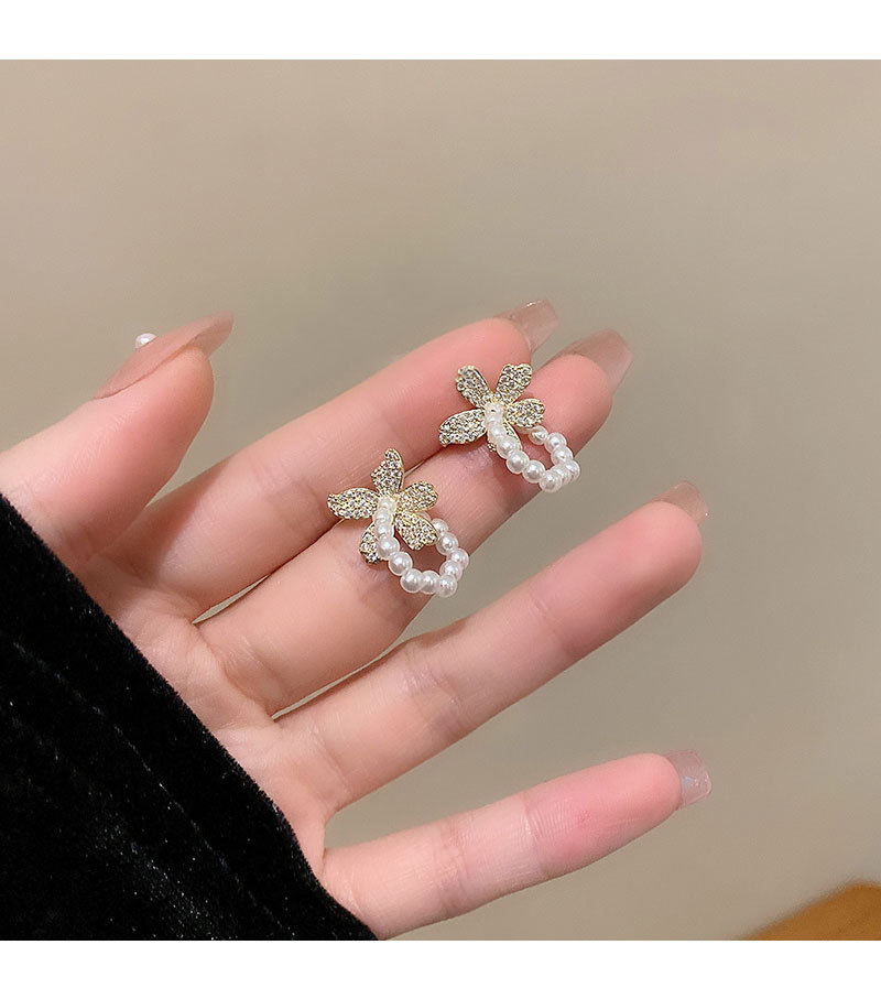 欧美复古珍珠花朵耳环女精致百搭微镶锆石耳钉冷淡风简约个性耳饰详情15