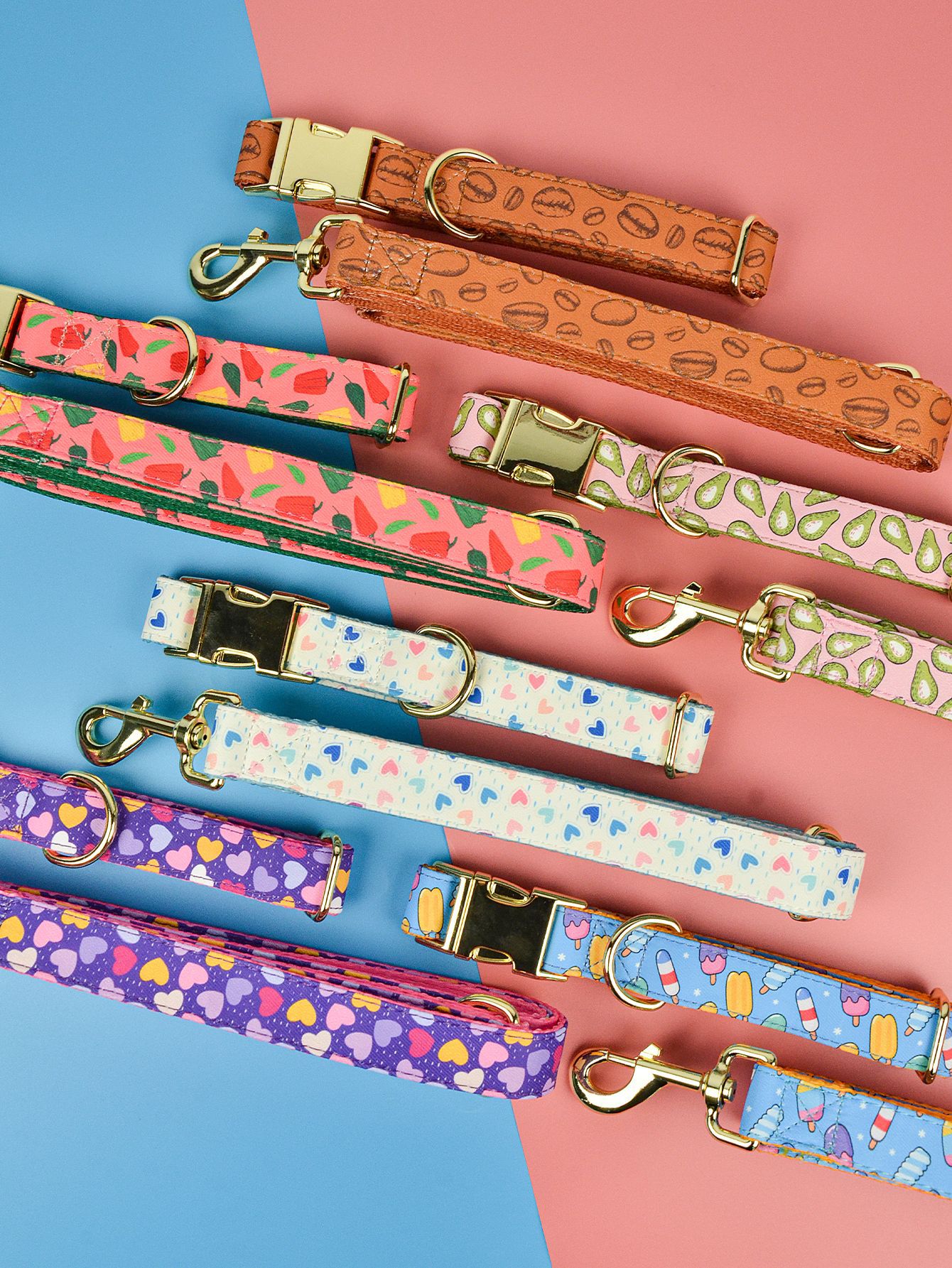 唛迪新品重工合金配件设计师款重工双面宠物猫狗项圈牵引绳套装详情5