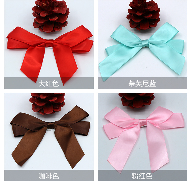 A professional bow manufacturer supplies high-end golden polyester ribbon bows with double-sided tape decoration gift boxes pic 4