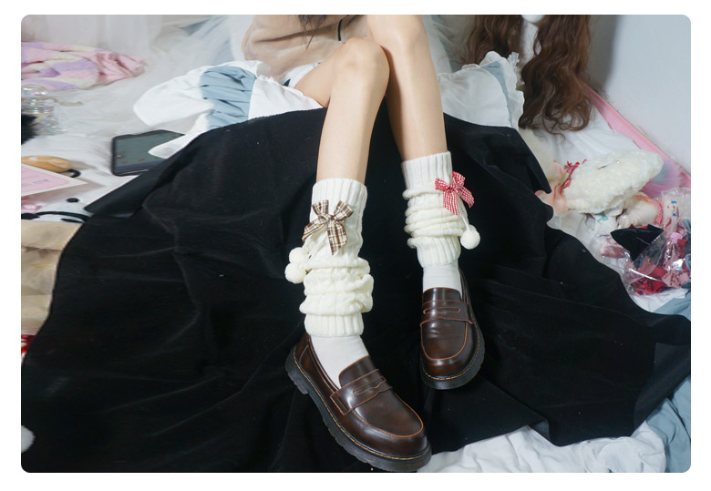 Original cute rabbit ears, fluffy hosiery, soft girl lolita, Japanese jk fur ball bow leg covers, elephant socks pic 9