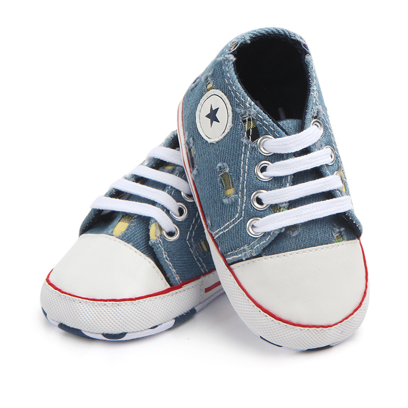 Wholesale of baby shoes for foreign trade, baby shoes, lace-up denim, perforated walking shoes 1247 pic 11