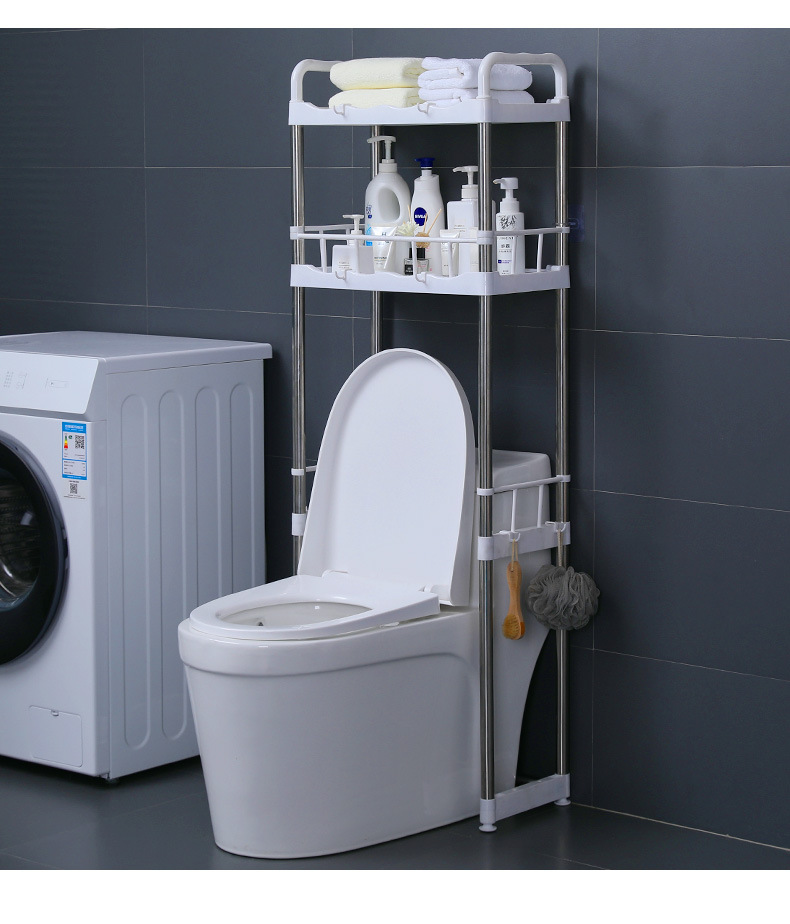 多层免打孔马桶不锈钢收纳架卫生间浴室置物架落地壁挂厕所洗手间详情16