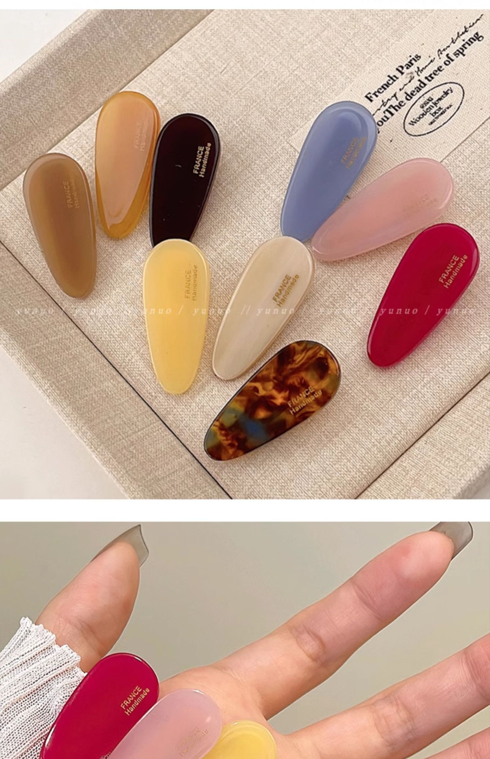 3-piece set of spring and summer water drop small hair clips, side clips, fringe clips for women, 2025 new high-end style duckbill clips headwear pic 12