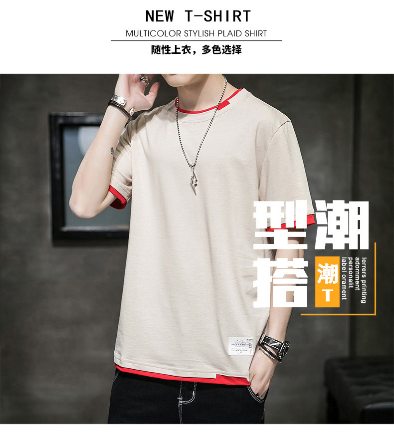Short-sleeved T-shirt for men, Korean style, summer loose cotton T-shirt, cross-border new style, student bottom layer, half-sleeved shirt pic 1