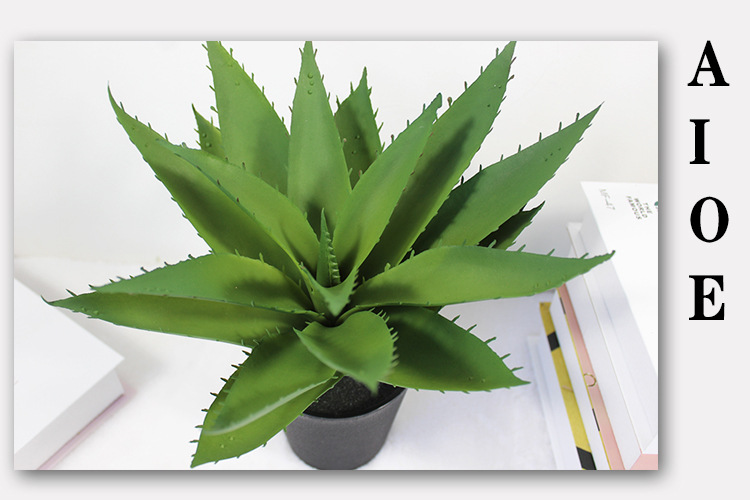 Artificial aloe vera potted plant, mini indoor decoration, artificial tree, artificial small green plant, Nordic artificial green plant ornament, reed pic 20
