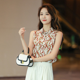 真丝t恤女无袖v领女式桑蚕丝背心女内搭春夏套头纯色上衣批发代发详情15