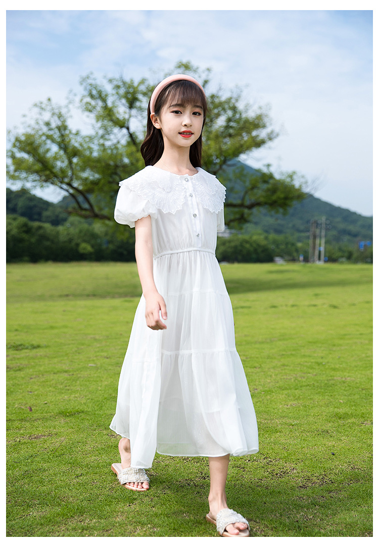 A new Korean-style stylish dress for girls, a short-sleeved princess dress, and a popular chiffon puffed-sleeve dress for children pic 10