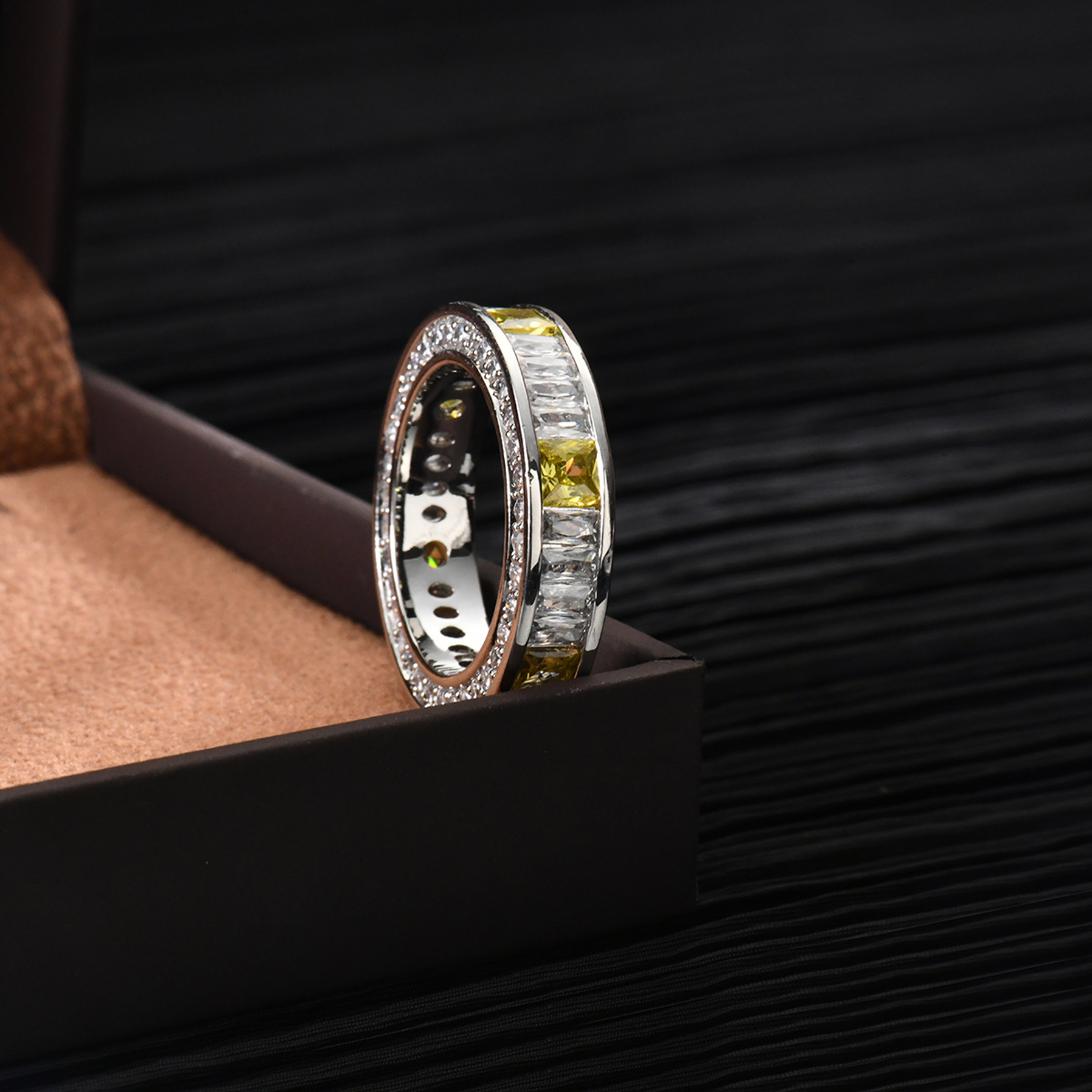 跨进热销厂家批发丝巾扣纯铜镶方锆戒指圈高档真金电镀戒指圈详情8