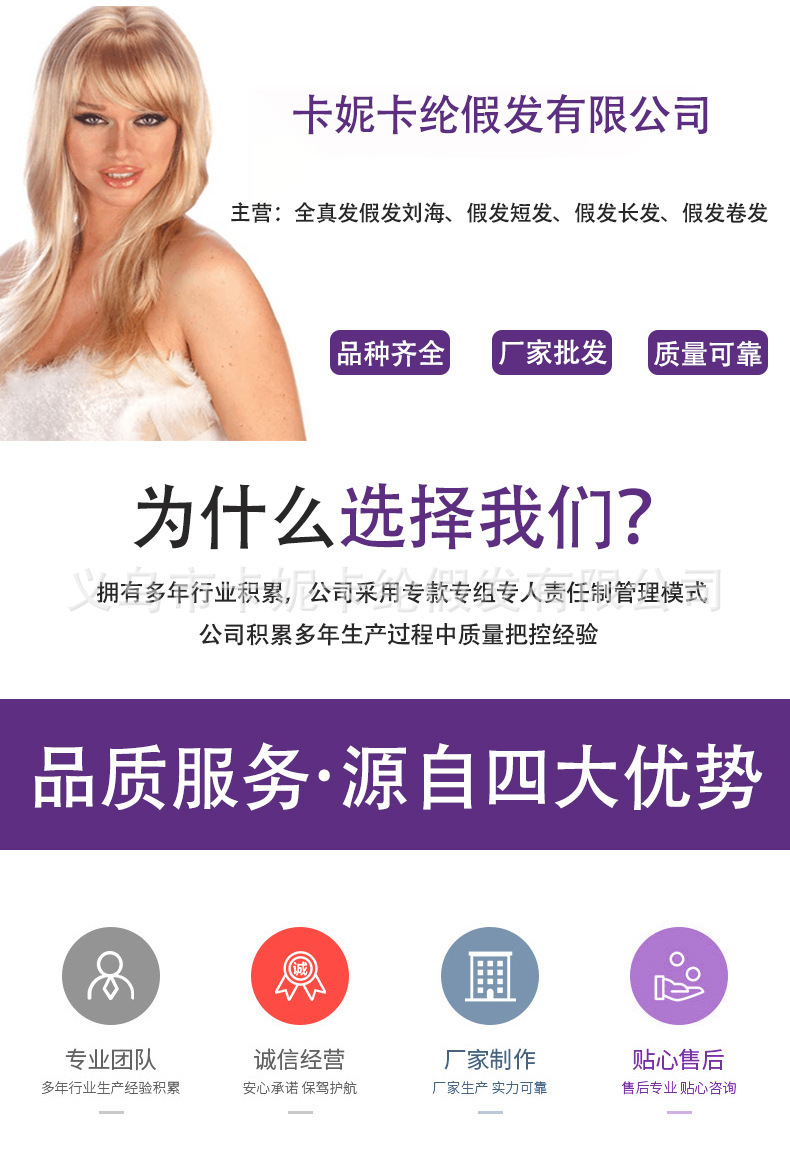 欧美外贸newlook女士中分挑染大波浪厂家订制wig supplies详情1