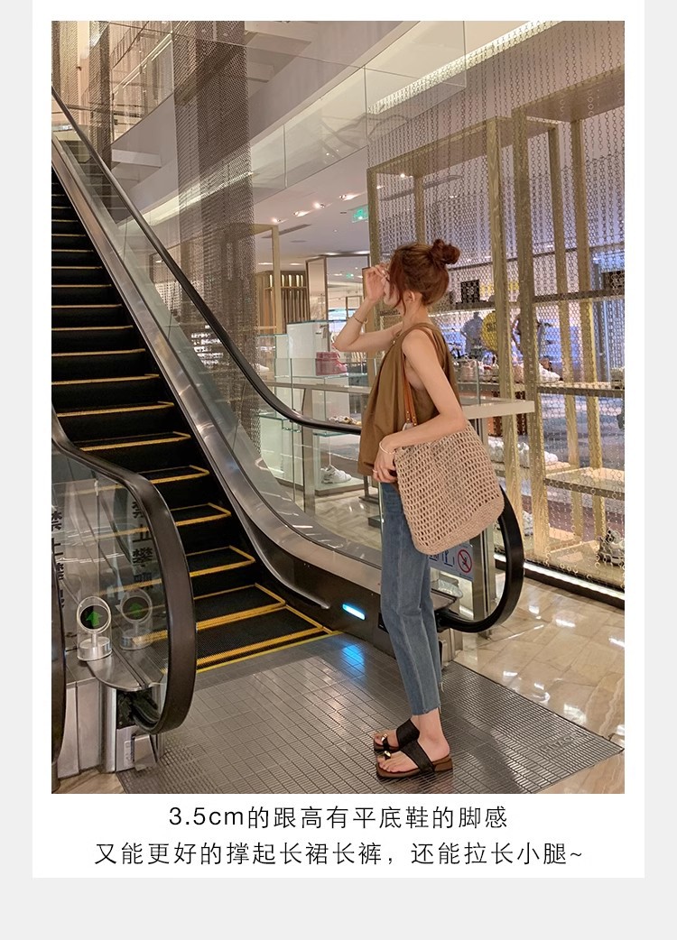 葡萄妈夏季新款度假风金属夹脚气质方头草编织套趾凉拖鞋女外穿详情29