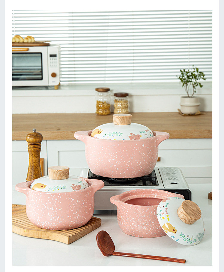 Kawashima House cute style clay pot, soup and stew pot, household open flame gas stove, clay pot, high-temperature resistant ceramic pot, milk pot pic 20