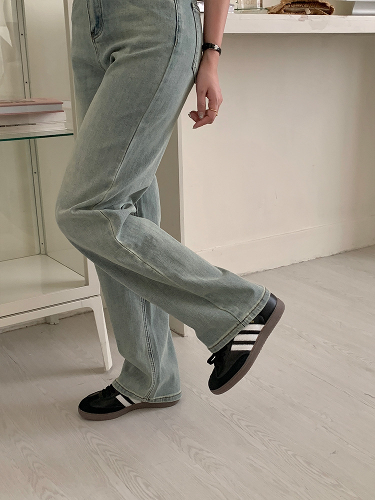 Korean chic washed cotton jeans for women 2023 summer new style narrow stretch wide-leg pants pic 18