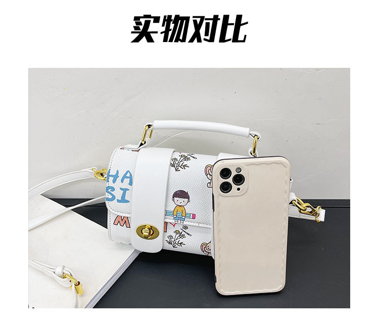 PU popular hand-held small bag for girls 2021 new Korean style fashion graffiti Instagram teenage girl single-shoulder crossbody pillow bag pic 4