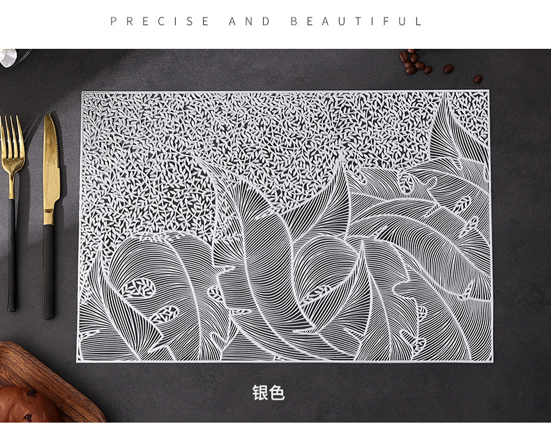 镂空烫金pvc餐垫隔热桌垫亚马逊temu希音代发海草方形跨境西餐垫详情8