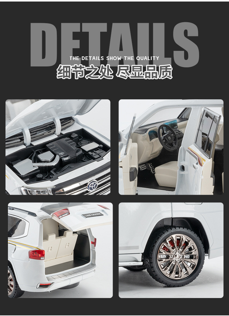 (Foam box set) Simulation 1:18 scale Toyota Land Cruiser LC300 alloy SUV car model ornament pic 8
